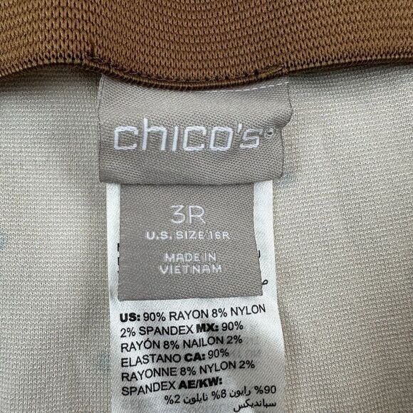 Chico's Brown Herringbone Polka Dot Pull On Straight Leg Pants 16R (3R) Stretch - Picture 7 of 10